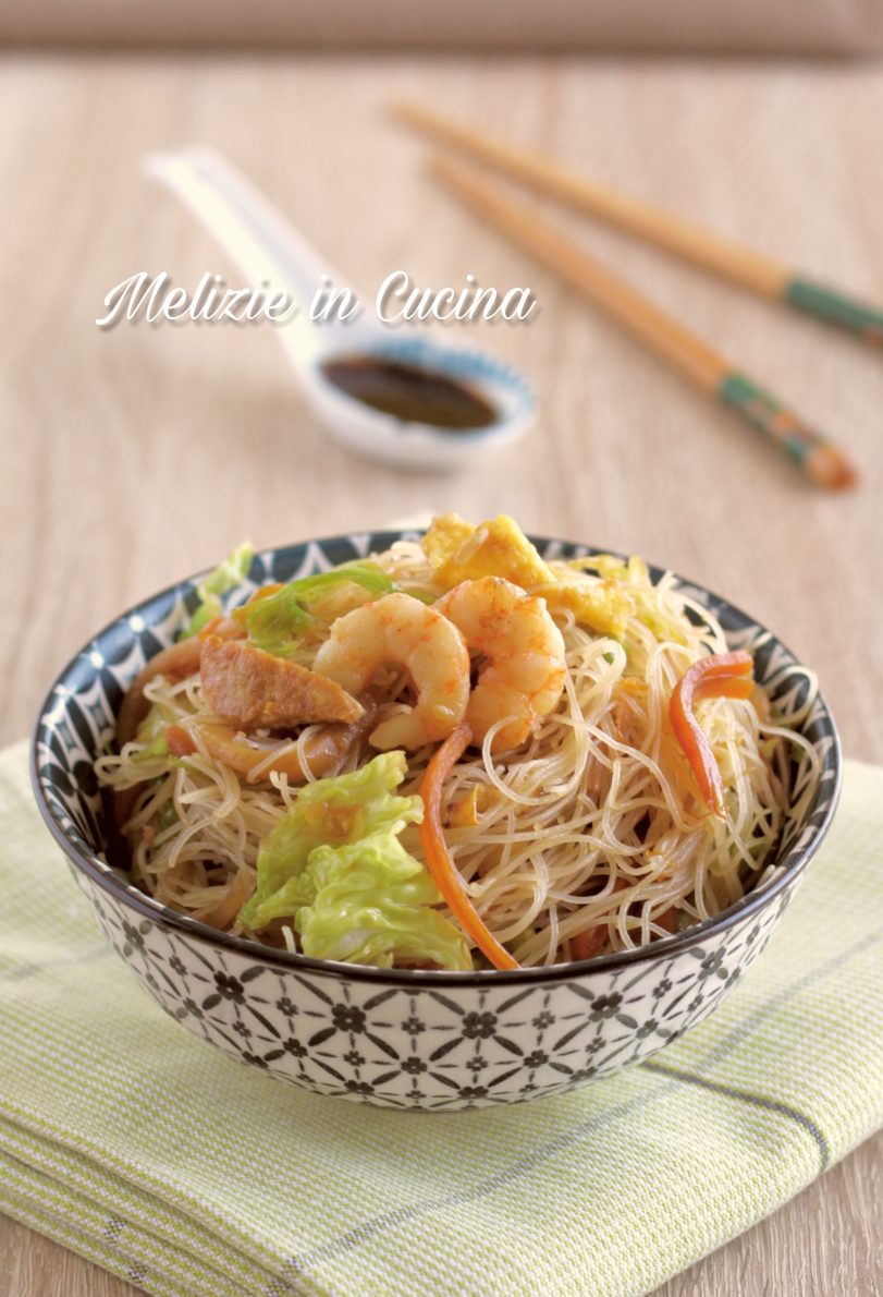 Spaghetti di riso con verdure