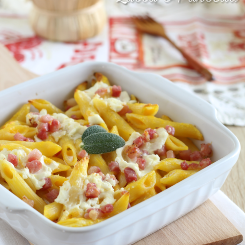 Pasta al forno zucca e pancetta