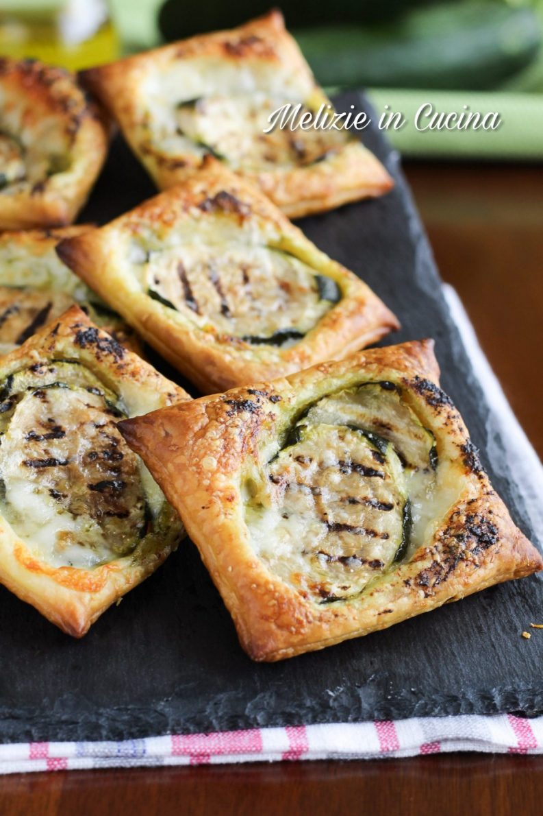 rustici al pesto e zucchine grigliate