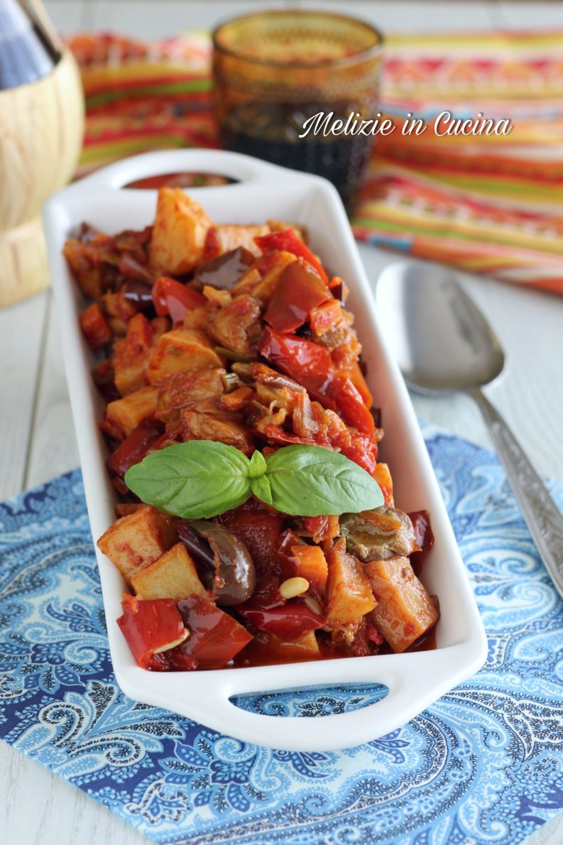 caponata rossa con patate-variante