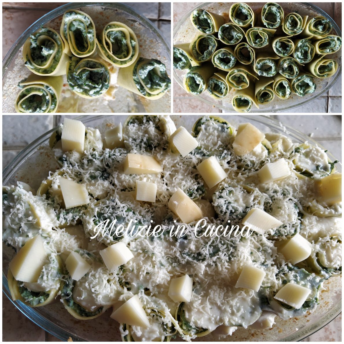 Girelle di lasagne ricotta spinaci