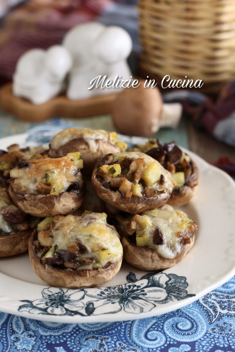 Funghi ripieni con patate croccanti